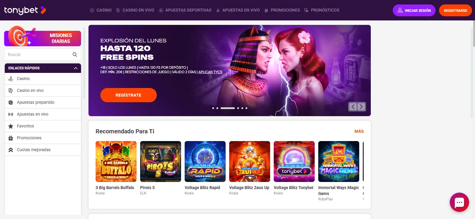 Captura real del acceso a circus.es mostrando la redirección actual a tonybet.es